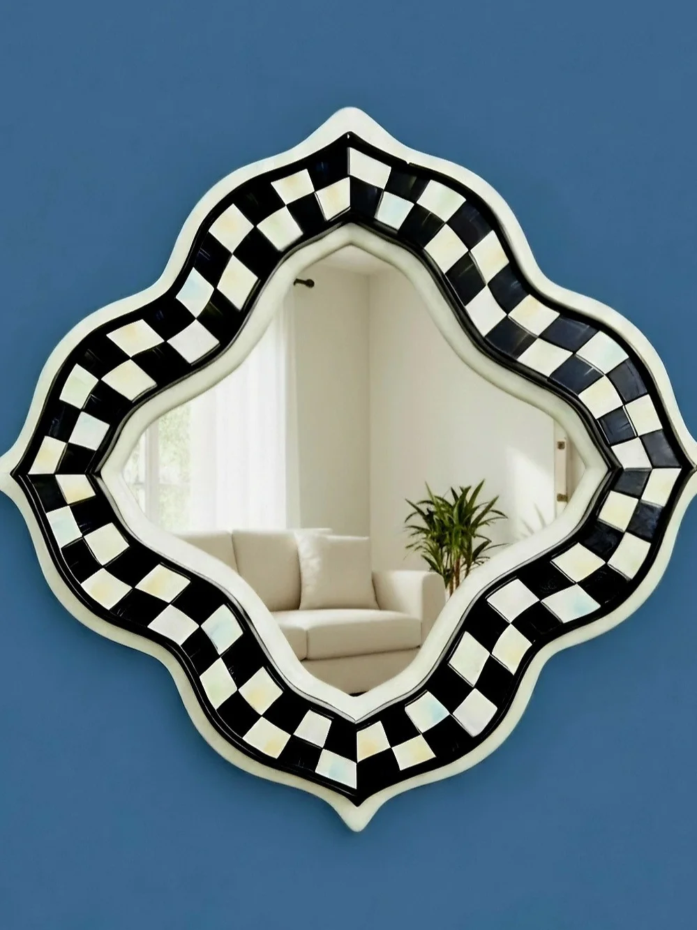 NEW MACKENZIE-CHILDS Quatriflower Wall Mirror, Diamond Mirror Wall Decor. 14×14